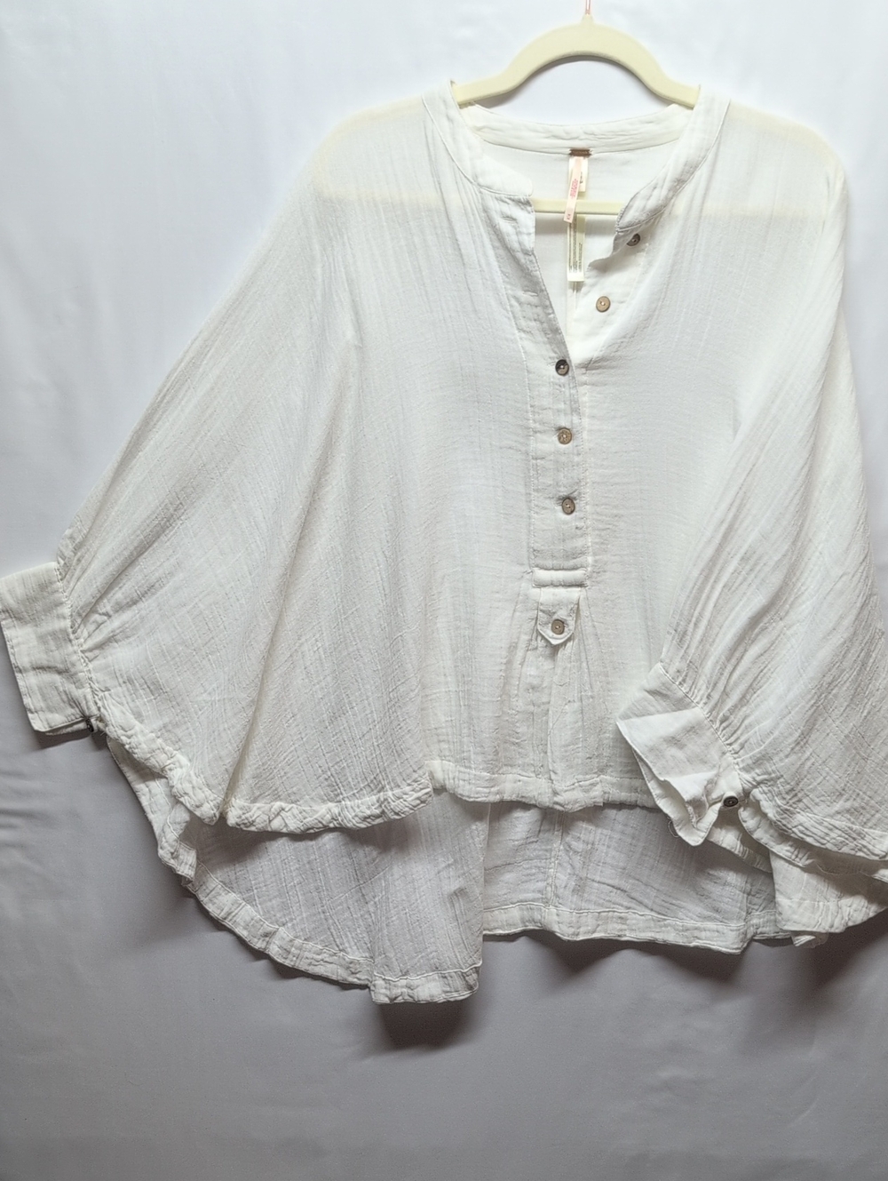 Free People White Button-Front Peasant Tunic
